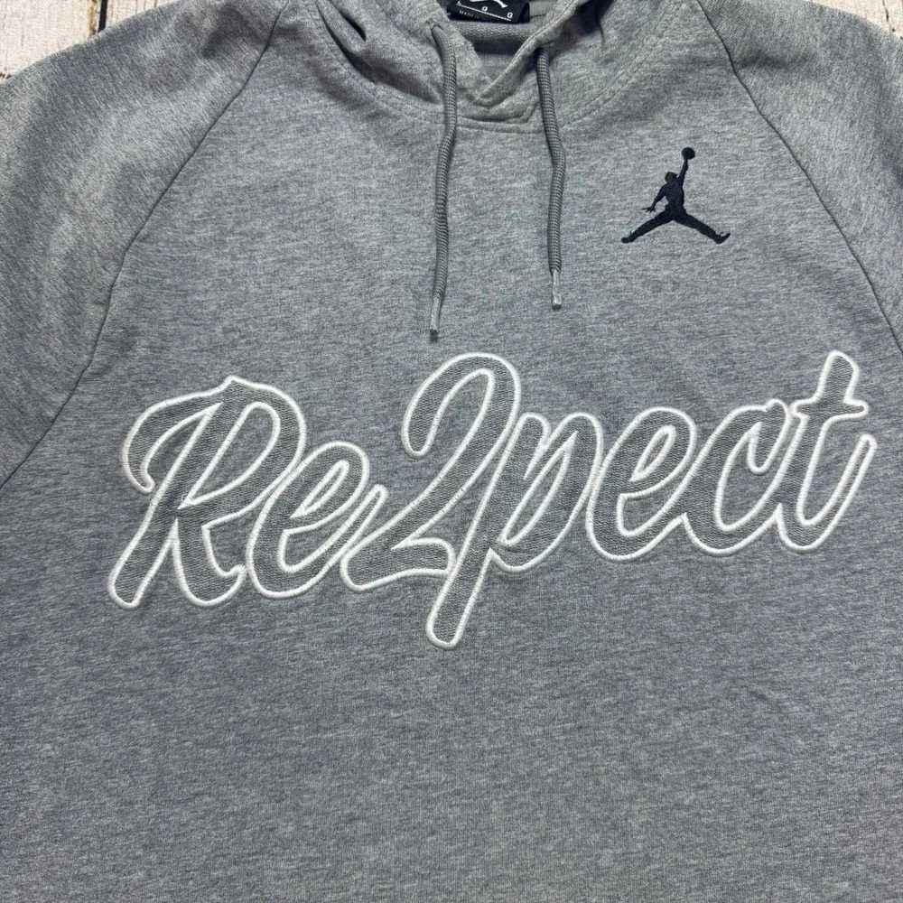 Jordan Hoodie Mens Large Gray Re2pect Short Sleeve Pullover Cotton Jumpman Nike